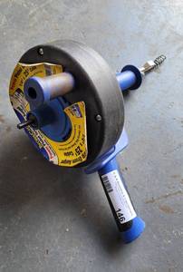 lot 146 image: POWER PISTOL GRIP DRUM AUGER AS SHOWN. 14 DIAMETER X 25 LONG.
