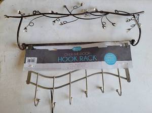 lot 157 image: OVER-THE-DOOR HOOK RACK AND MORE AS SHOWN.