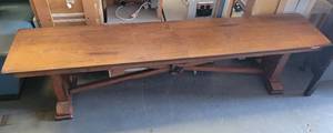 lot 202 image: LONG WOODEN BENCH IN STYLECOLOR SHOWN.
