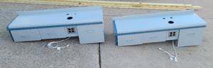 lot 35 image: (2) WALL-MOUNTING BEAUTY SALON STATIONS WITH DRAWERS AND ELECTRICAL PLUGS AS SHOWN. (SOLD 2 X THE MONEY)
