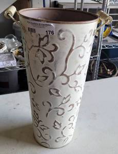 lot 176 image: EMBOSSED METAL STYLE VASE AS SHOWN.