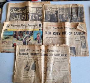 lot 180 image: VINTAGE NEWSPAPER SECTIONS AS SHOWN.