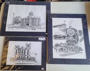 lot 190 image: MATTED SKETCHES AS SHOWN.