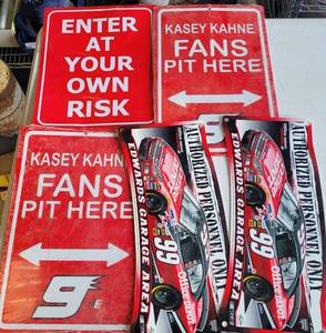 lot 195 image: LOT OF RACING SIGNS AS SHOWN.