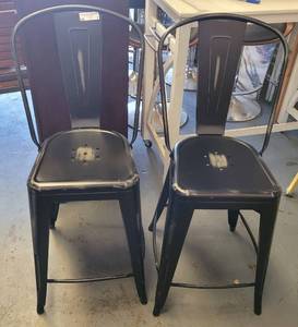 lot 7 image: (2) METAL STOOL-TYPE CHAIRS IN STYLECOLOR SHOWN. (SOLD 2 X THE MONEY)