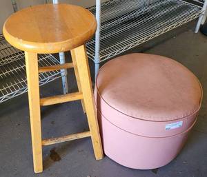 lot 12 image: STOOL AND OTTOMAN AS SHOWN.