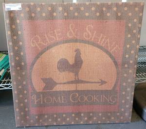 lot 18 image: BURLAP WALL DECOR AS SHOWN.