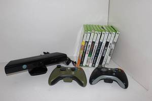 lot 3 image: XBox 360 Kinect, Two Controlers and XBox 360 Games, Titles Shown In pictures