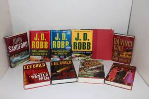 lot 23 image: Previously Loved Hardback Books J D Robb, John Sanford, Lee Child and others, see photos for Author and Title