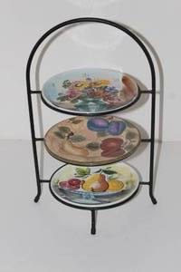 lot 30 image: Decorative Plates in Metal Stand
