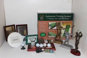 lot 39 image: Golf Related Home Decor Items and Automatic Putting System