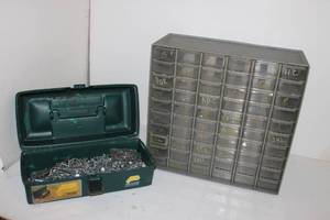 lot 58 image: Plastic Bin Orginizer and Contents