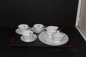 lot 114 image: Royal Swirl Cup and Saucer Settings Dinner Plate And Creamer Dish