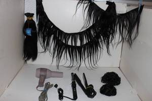 lot 173 image: Womens Hair items, curling iron, Extensions, wigs, Flat iron