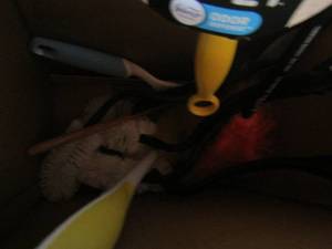 lot 50 image: new toilet brushes and swiffer dusters