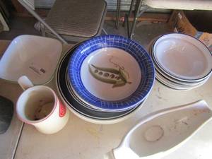 lot 81 image: main stay dish lot includes, bowls, plates, gravy boat and a handled coffee cup