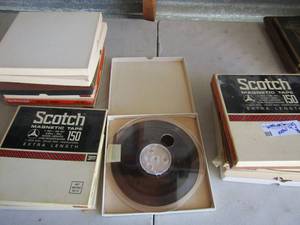 lot 45 image: Scotch magnetic tape, 14 1800ft, 7 reel- splice free- professional qty 15 unknown if they have anything on them or if there blank