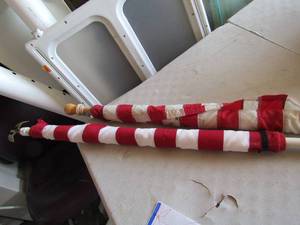 lot 173 image: American flag poles for yard, one could be used to be hung on house qty 2