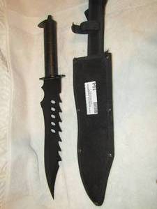 lot 194 image: Dcor Frost solid black Knife with case 17 with handle and blade, 12 with just the blade