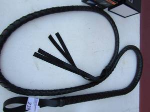 lot 243 image: Black leather BULL WHIP New
