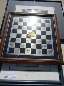 lot 44 image: Light house photo By D. Morgan 1994, 1611, chess board framed 1515, framed water fall photo 1721 very nice qty 3 pics