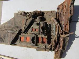 lot 48 image: Hand made wooden art needs some repairs on the bottom base, appears to be a oil type rig 2612