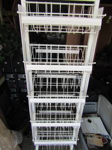 lot 107 image: metal double sided rolling Book MOVIE display cart 69x19x16