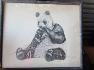 lot 124 image: Panda Bear DRAWING by GARY COUCH  SIGNED & NUMBERED  22x26 framed