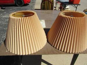 lot 170 image: 2 new light brown and or tan lamp shades