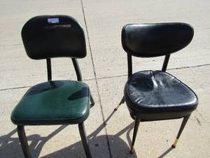 lot 177 image: 2 black kitchen chairs needs to be refinished frame is still sturdy qty 2