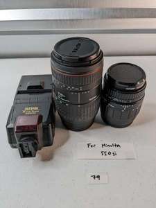 lot 79 image: Sunpak 4000AF Flash w Lens 70-300mm 4-5.6 & 28-80mm for Mintolta 550 SI