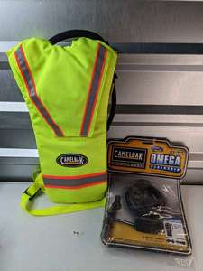 lot 201 image: Camelbak Hi-Vis Green Hydration Carrier Pack Pouch w Extra 2.0 Litre Reservoir
