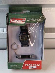 lot 255 image: Coleman Analog Digital Field Watch & Mini Torch Set Gear Pack