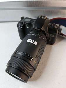 lot 272 image: Canon EOS Rebel G 35mm Film Camera & Sigma 75mm Lens W Strap