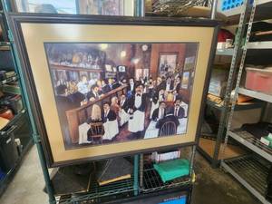 lot 91 image: Framed and matted artwork of the Washington Square Bar & Grill - 24 x 34