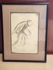 lot 16 image: Framed and matted watercolor drawing by Mildred Nungester dated 1938