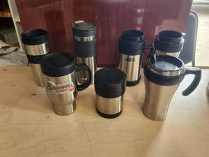 lot 27 image: Selection of stainless-steel lidded cups