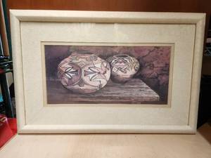 lot 116 image: Framed and matted southwest pottery artwork