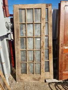 lot 222 image: Vintage wood French doors - each door is 31 x 79