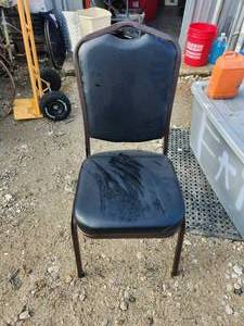 lot 98 image: Selection of 4 crown back multi-purpose stacking chairs - run new for $90 a piece.