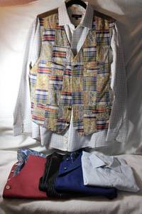 lot 50 image: Mens Clothes Suit vests and dress shirts, see pictures