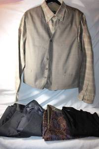 lot 51 image: Mens Clothes Suit vests and dress shirt, see pictures