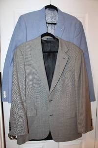 lot 60 image: Mens Clothes Suit Jackets Alan Flusser 40R and Tommy Hilfiger 42R, see pictures