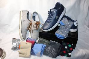 lot 34 image: Mens Shoes and socks Lacoste shoe size 10, Polo shoes size 10D