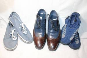 lot 39 image: Mens Blue Shoes Apt 9 Canvas Sneakers size 10M, Steve Madden wingtip size 10M, Aquashoes size 11