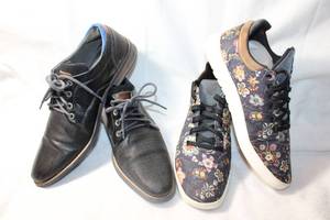 lot 40 image: Mens Shoes K-Swiss Floral Sneakers size 10, Bull Boxer Oxford Dress Shoes marked 43