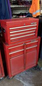 lot 27 image: Craftsman 2 Piece Rolling Tool Chest, Tools Not Included