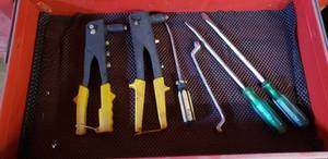 lot 33 image: Lot of Misc. Tools Riviters, Screwdrivers amd More