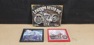 lot 56 image: Lot of 3 Motorcycle Wall Art
