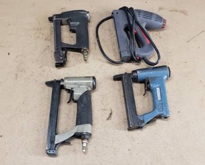 lot 128 image: Lot of 4 Staplers.  3 Pneumatic & 1 Electric